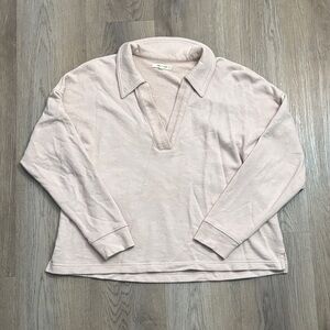 Oversize Light Pink Long Sleeve Collared Top